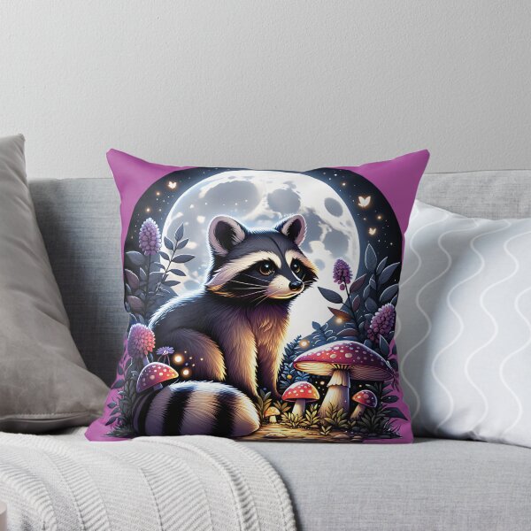 Item preview, Whimsical Fairycore Raccoon under Moonlight Vintage Flash Style designed and sold by dreamsagellc.
