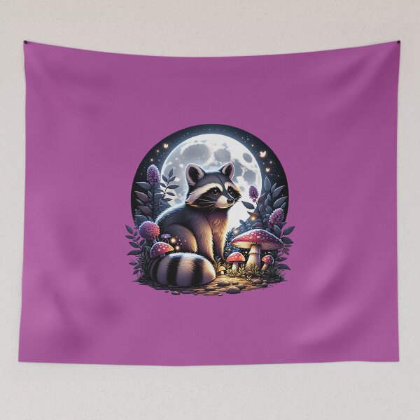 Item preview, Whimsical Fairycore Raccoon under Moonlight Vintage Flash Style designed and sold by dreamsagellc.