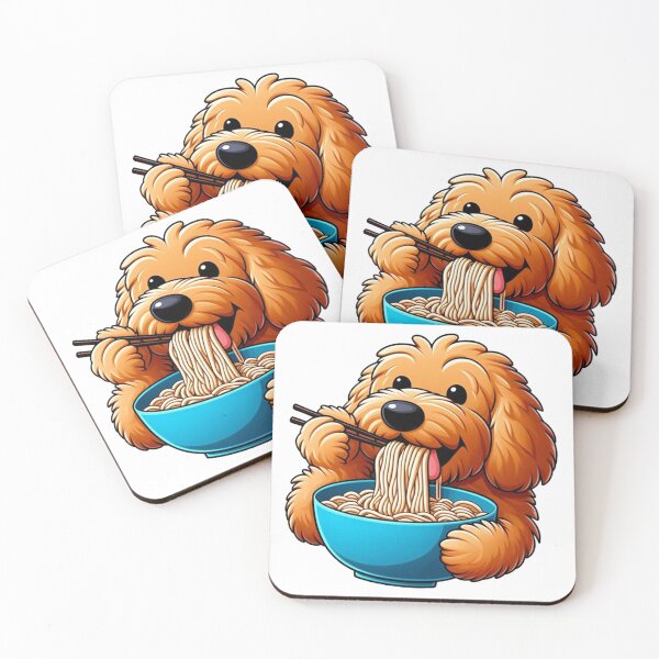 Item preview, Goldendoodle Eating Ramen designed and sold by SellingWSarah17.