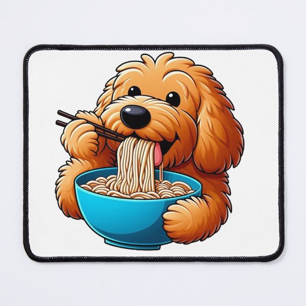 Item preview, Goldendoodle Eating Ramen designed and sold by SellingWSarah17.