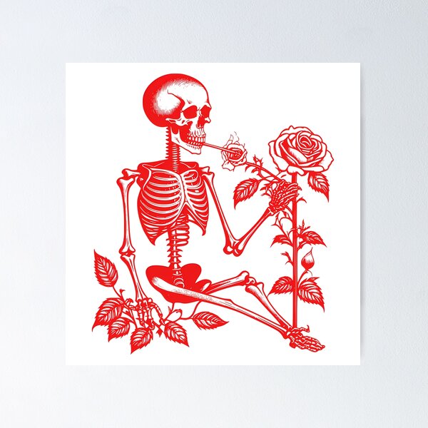 Item preview,  Skeletons smoking with roses designed and sold by ViguStore.