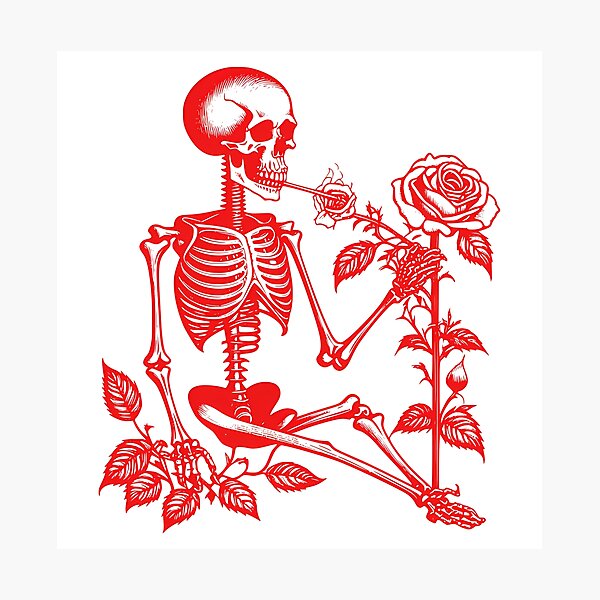 Item preview,  Skeletons smoking with roses designed and sold by ViguStore.