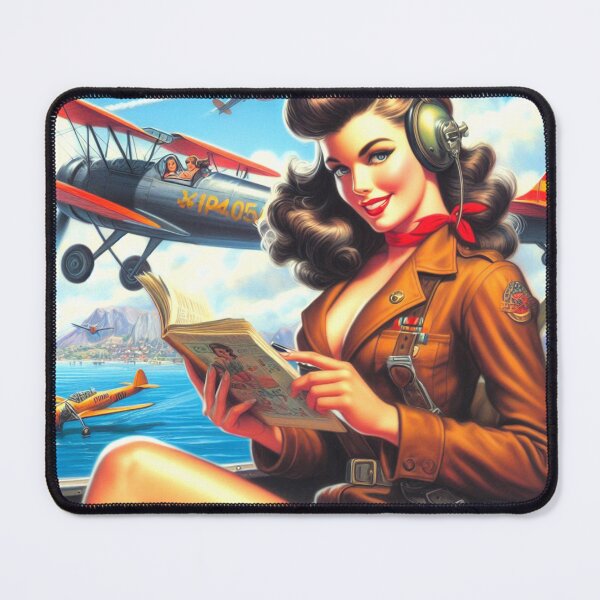 Item preview, Vintage Airplane Pin-up designed and sold by PulpVintage.