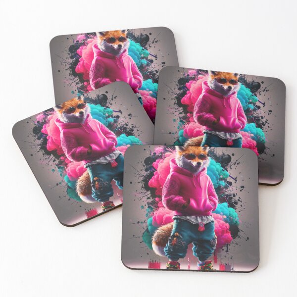 Item preview, Fox Portrait. hip-hop style, cyberpunk style, graffiti fashion, wearing sunglasses designed and sold by FoxVibes.
