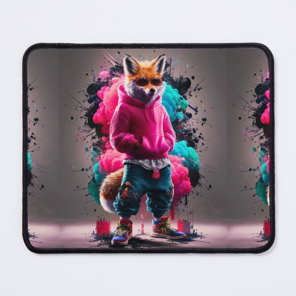Item preview, Fox Portrait. hip-hop style, cyberpunk style, graffiti fashion, wearing sunglasses designed and sold by FoxVibes.