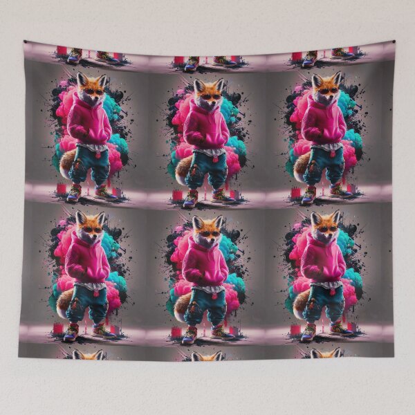 Item preview, Fox Portrait. hip-hop style, cyberpunk style, graffiti fashion, wearing sunglasses designed and sold by FoxVibes.