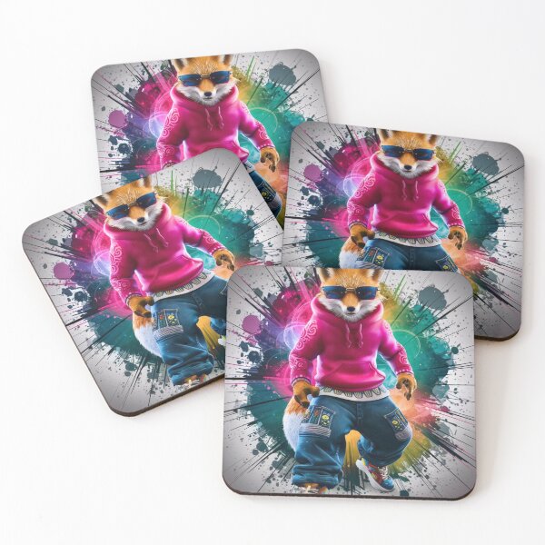 Item preview, Fox Portrait. hip-hop style, cyberpunk style, graffiti fashion, wearing sunglasses designed and sold by FoxVibes.