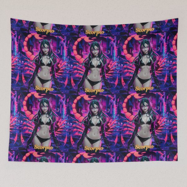 Item preview, Scorpio Zodiac, whimsical lady, Scorpio girl, cosmos goddess, sexy girl, cyberpunk style, hip-hop style designed and sold by ZodiacWonders.