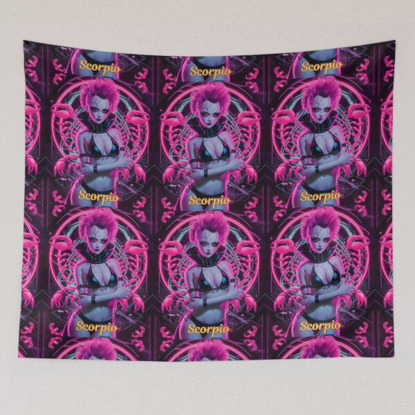 Item preview, Scorpio Zodiac, whimsical lady, Scorpio girl, cosmos goddess, sexy girl, cyberpunk style, hip-hop style designed and sold by ZodiacWonders.