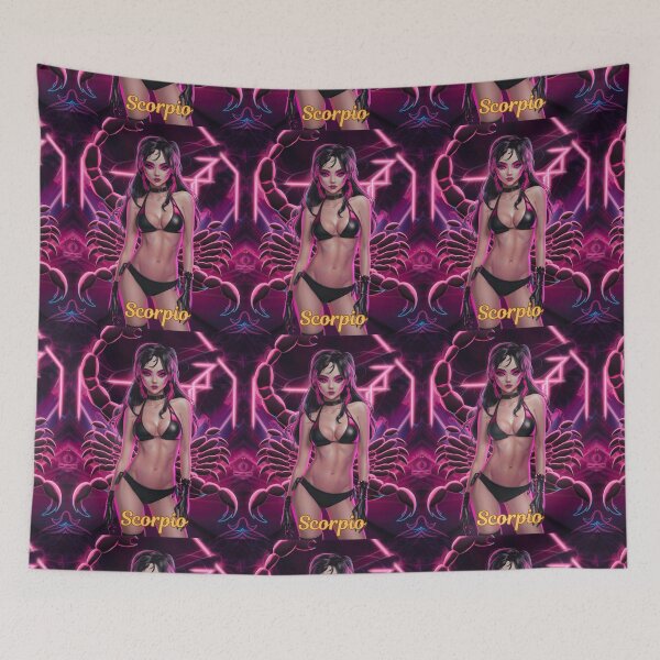 Item preview, Scorpio Zodiac, whimsical lady, Scorpio girl, cosmos goddess, sexy girl, cyberpunk style, hip-hop style designed and sold by ZodiacWonders.