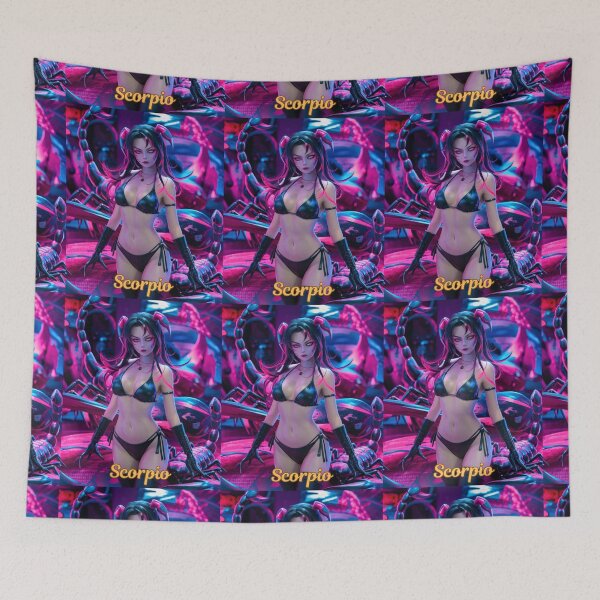 Item preview, Scorpio Zodiac, whimsical lady, Scorpio girl, cosmos goddess, sexy girl, cyberpunk style, hip-hop style designed and sold by ZodiacWonders.