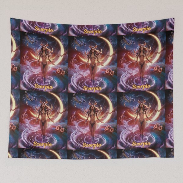 Item preview, Scorpio Zodiac, whimsical lady, Scorpio girl, cosmos goddess, sexy girl designed and sold by ZodiacWonders.