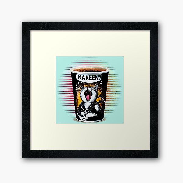 Vista previa del artículo con la obra «Gato Rockero en un vaso de cafe», diseñado y vendido por The Monkey Desings LLC.