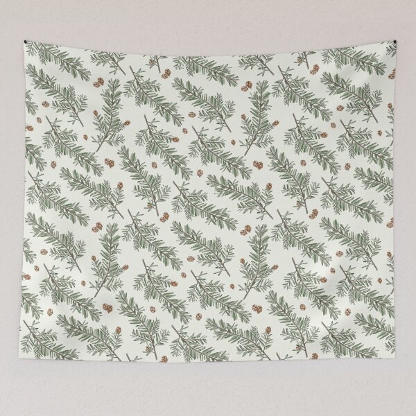 Item preview, Western Hemlock Leaves and Cones Botanical Art Seamless Pattern Design designed and sold by Created-by-CC.