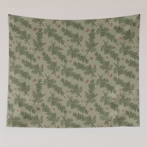 Item preview, Western Hemlock Leaves and Cones Botanical Art Seamless Pattern Design designed and sold by Created-by-CC.