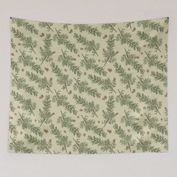 Item preview, Western Hemlock Leaves and Cones Botanical Art Seamless Pattern Design designed and sold by Created-by-CC.