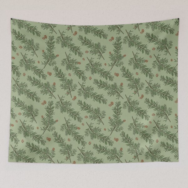 Item preview, Western Hemlock Leaves and Cones Botanical Art Seamless Pattern Design designed and sold by Created-by-CC.