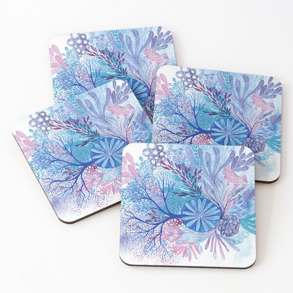 Item preview, Turquoise Reef - Intuitive abstract watercolour painting in bright turquoise, blue, purple and pink designed and sold by klbailey.