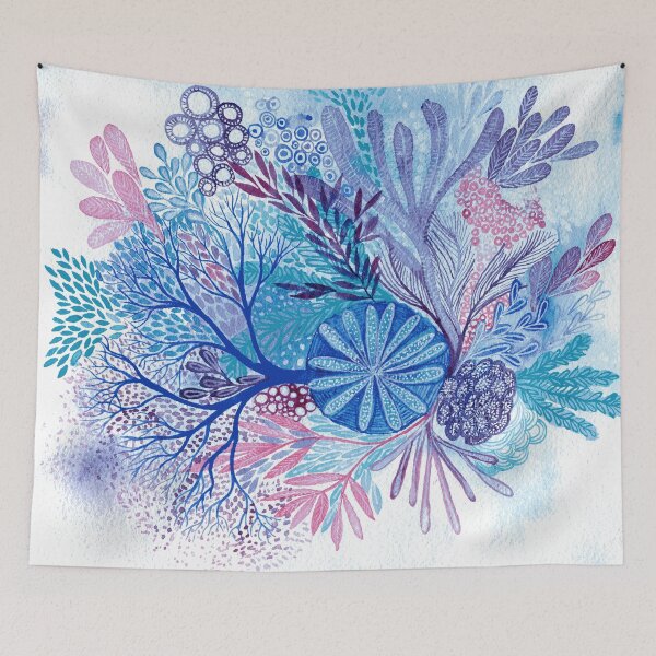 Item preview, Turquoise Reef - Intuitive abstract watercolour painting in bright turquoise, blue, purple and pink designed and sold by klbailey.