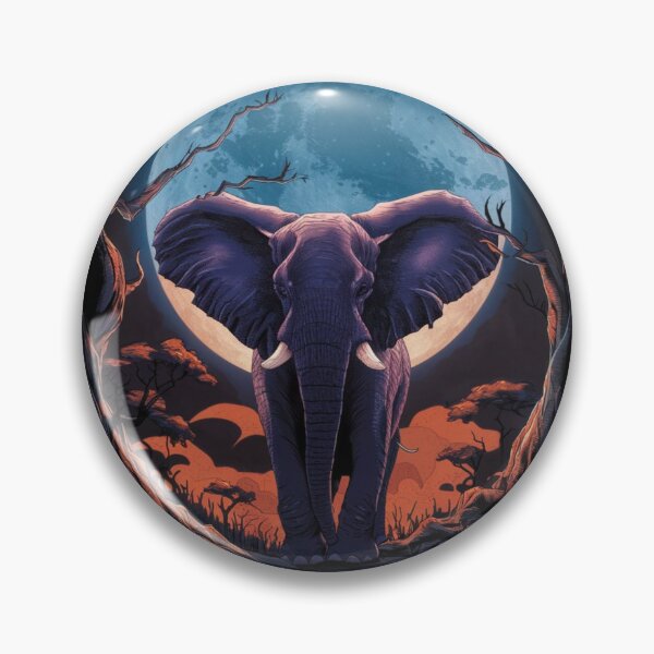 Item preview, Elephant Portrait. night scene, blue moon designed and sold by ElephantVibes.