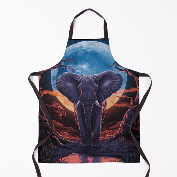Item preview, Elephant Portrait. night scene, blue moon designed and sold by ElephantVibes.