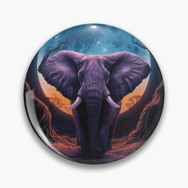 Item preview, Elephant Portrait. night scene, blue moon designed and sold by ElephantVibes.