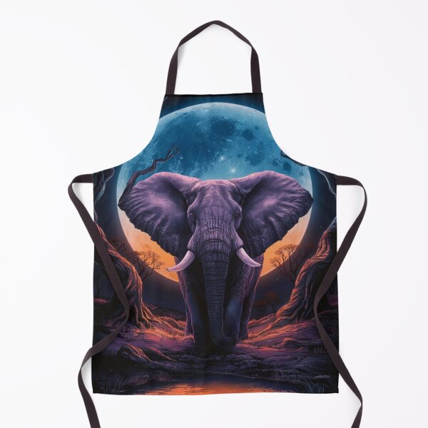 Item preview, Elephant Portrait. night scene, blue moon designed and sold by ElephantVibes.