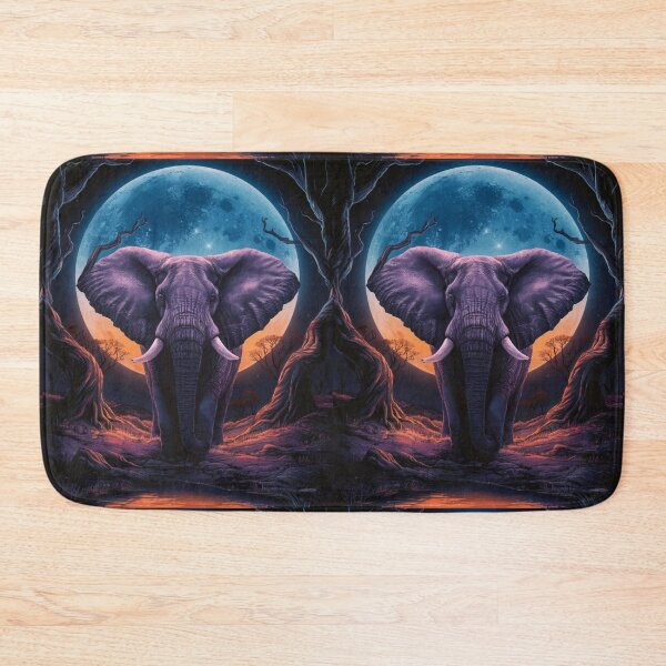 Item preview, Elephant Portrait. night scene, blue moon designed and sold by ElephantVibes.