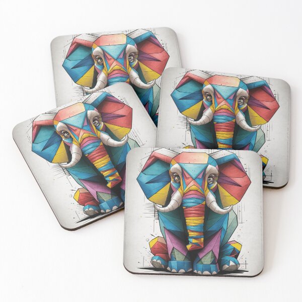 Item preview, Elephant Portrait. cubism elephant, paper elephant designed and sold by ElephantVibes.
