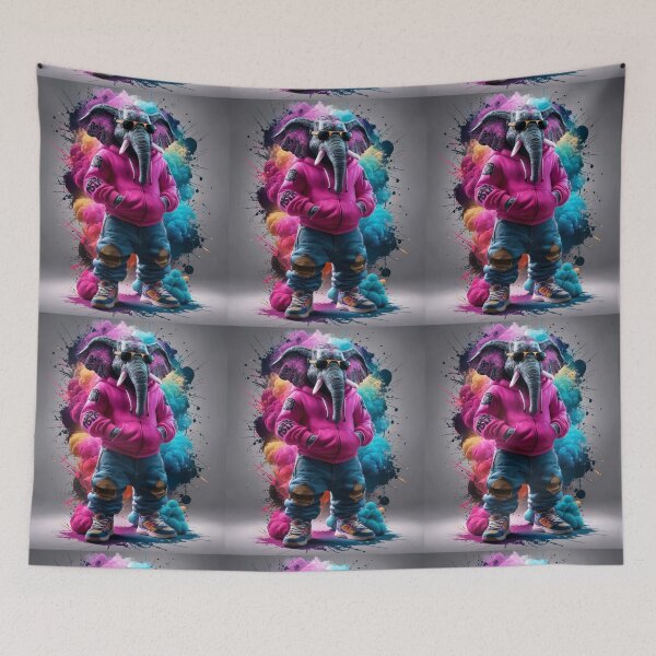Item preview, Elephant Portrait. graffiti fashion, hip-hop style, cyberpunk style designed and sold by ElephantVibes.