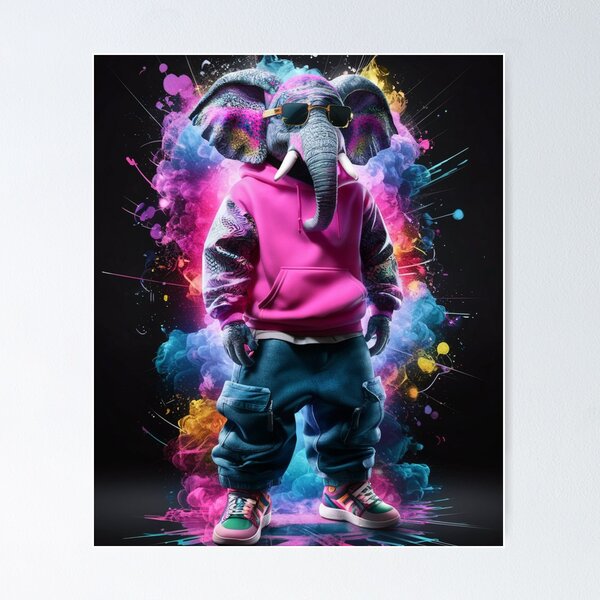 Item preview, Elephant Portrait. graffiti fashion, hip-hop style, cyberpunk style designed and sold by ElephantVibes.