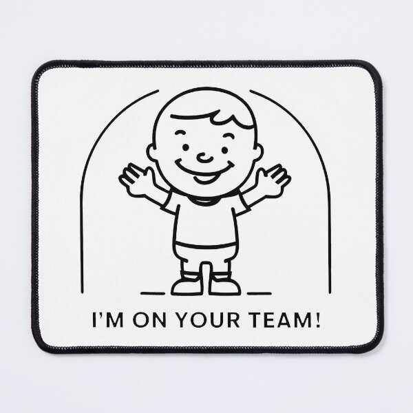 Item preview, I'M ON YOUR TEAM! Smiling Boy Embraces Support in Black & White designed and sold by SplashTastic.