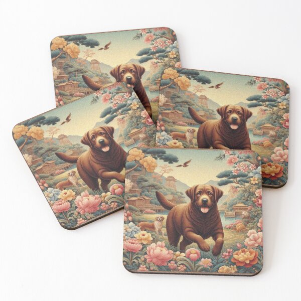 Item preview, Labrador Dogs Playing in Flower Garden designed and sold by Illuministique.