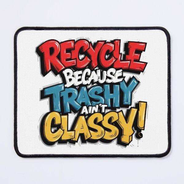 Item preview, RECYCLE BECAUSE TRASHY AIN'T CLASSY! Graffiti Art in Blue, Red & Gray designed and sold by SplashTastic.