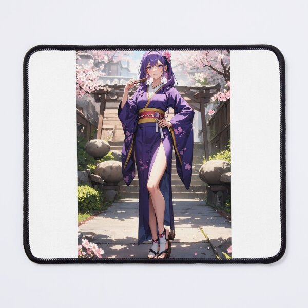Item preview, Enchanting Anime Geisha: Amethyst Eyes and Lavender Waves in Traditional Attire designed and sold by iloveanimechibi.