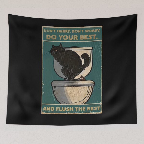 Item preview, Do your best and flush the rest - cute black cat  designed and sold by SameeraDammeyer.