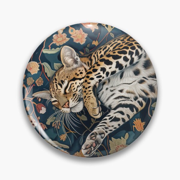 Item preview, Ocelot Sleeping on a Floral Rug designed and sold by kansaikate.