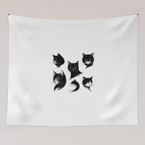 Item preview,  Black Cat Faces designed and sold by RetroPop23.