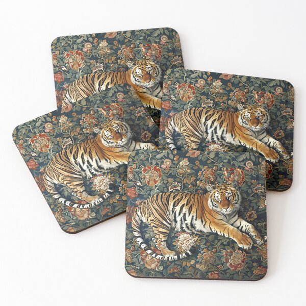 Item preview, Tiger Lying on a Floral Rug designed and sold by kansaikate.