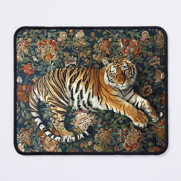 Item preview, Tiger Lying on a Floral Rug designed and sold by kansaikate.