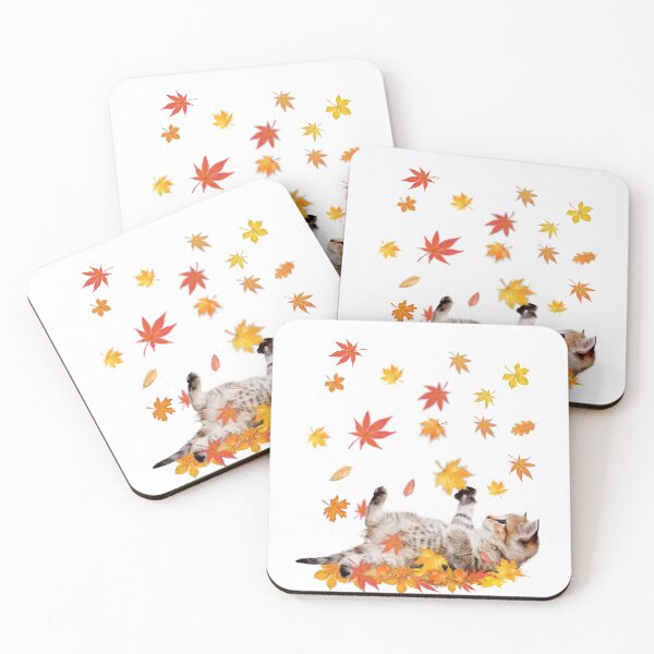 Item preview, Kitty and falling leaves designed and sold by godleo.