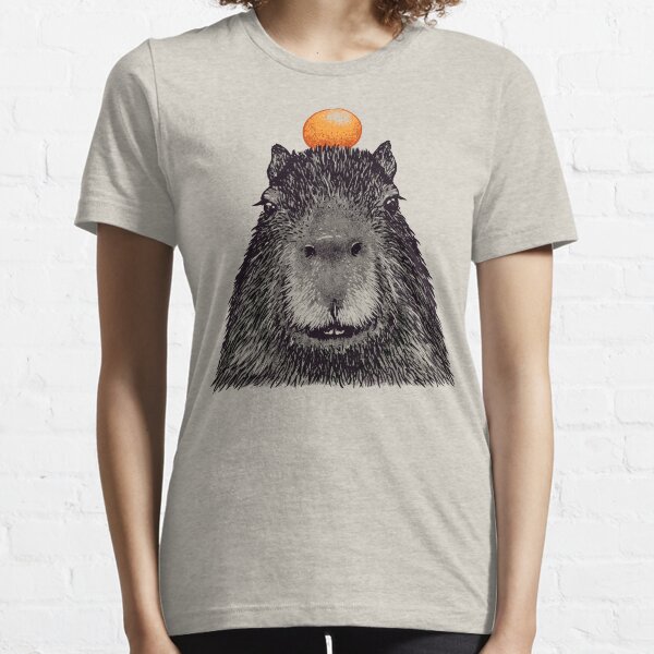 Artikel-Vorschau von Capybara-Orange | Capy Yuzu | Capybara mit Orange auf dem Kopf | Sein Name - Gort | Porträt, designt und verkauft von Any Color Designs.
