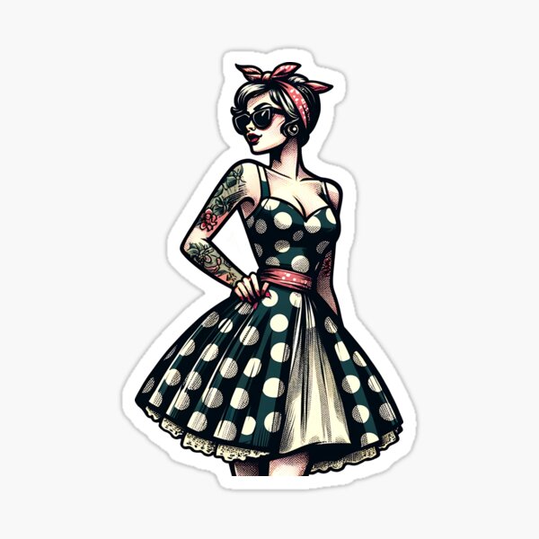 Artikel-Vorschau von Rockabilly-Mädchen - handgezeichnet, designt und verkauft von subCultGraphix.