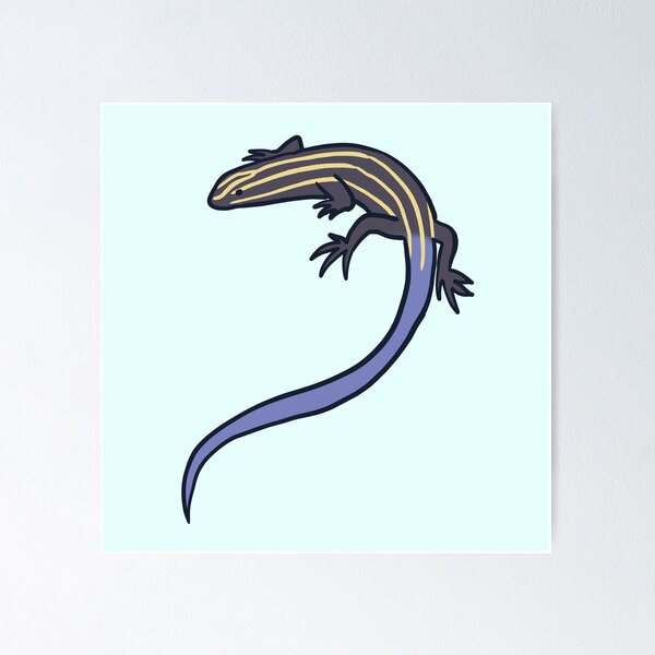Aperçu de l'œuvre Illustration mignonne de lézard scinque à queue bleue créée et vendue par Mayarart.
