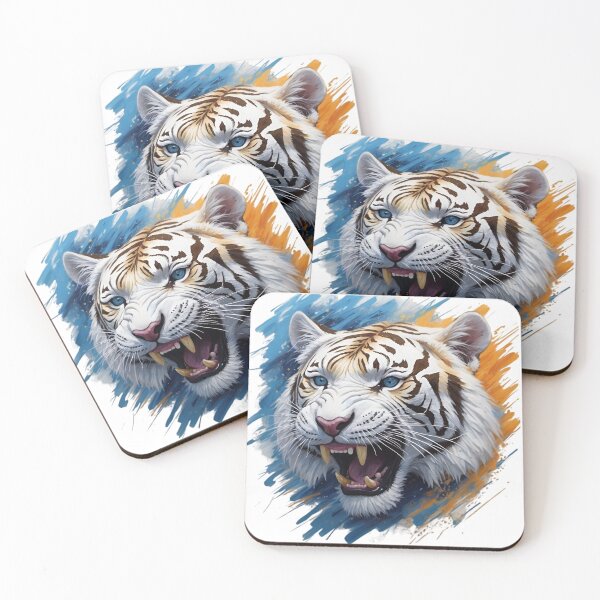Item preview, Vicious White Tiger Face - Colorful Painting- designed and sold by PolygonPinnacle.