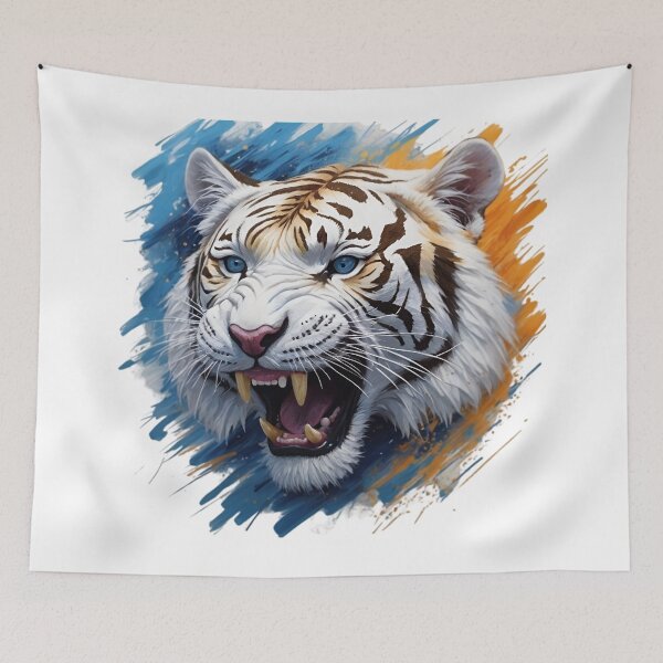 Item preview, Vicious White Tiger Face - Colorful Painting- designed and sold by PolygonPinnacle.