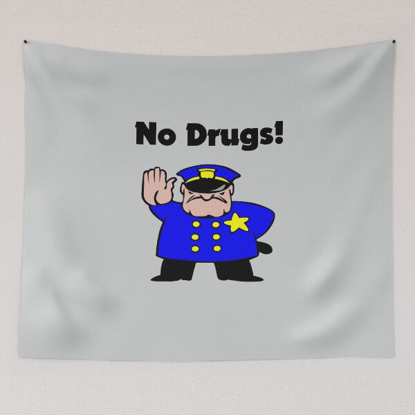 Item preview, No Drugs Cartoon Policeman Anti-Drug Color designed and sold by TinyStarAmerica.