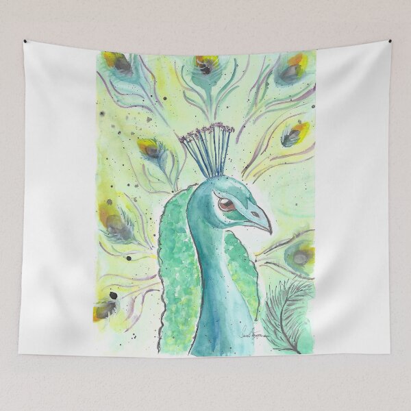 Item preview, Watercolor peacock gift idea designed and sold by Sarahtangermann.