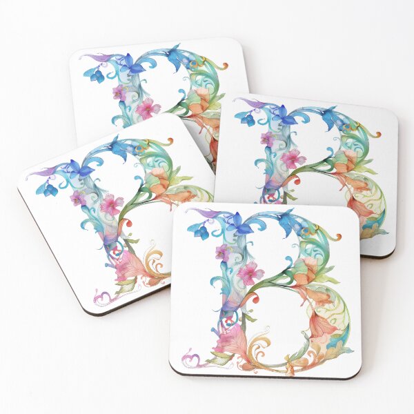 Item preview, Letter B beautiful watercolour floral initial monogram designed and sold by PrettyPinkSkies.