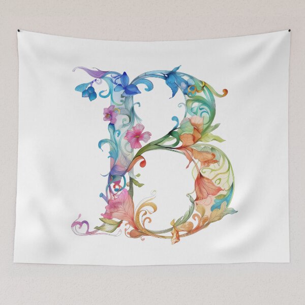 Item preview, Letter B beautiful watercolour floral initial monogram designed and sold by PrettyPinkSkies.